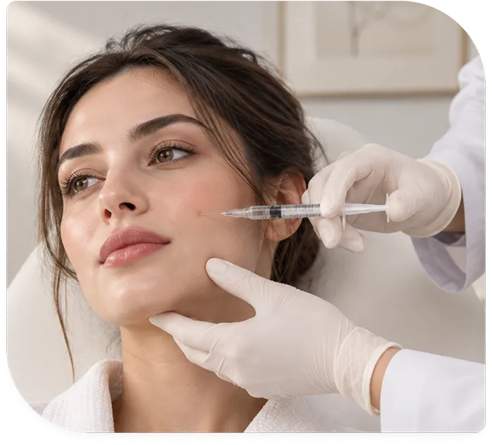 تزریق چربی به صورت یک بانوی زیبا